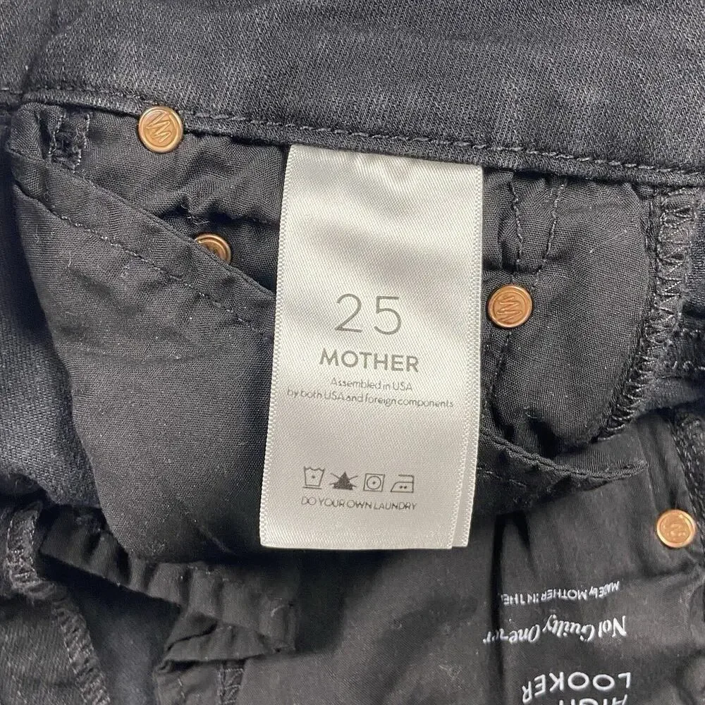 Mother Jeans Womens 25 Black Glam High Waist Looker Not Guilty One Liner Baddie